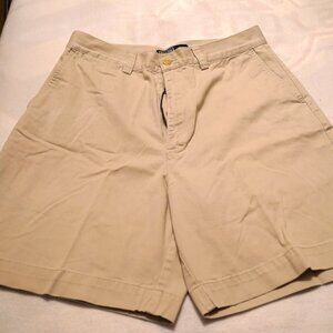 Men's khaki classic polo shorts.